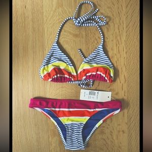 Roxy Striped Multicolor Bikini Swimsuit